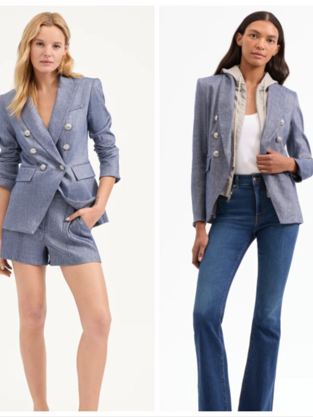 VERONICA BEARD Linen miller dickey jacket in blue melange Size 4